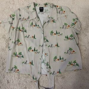 Disney Our Universe Shirt with Green and Brown Print